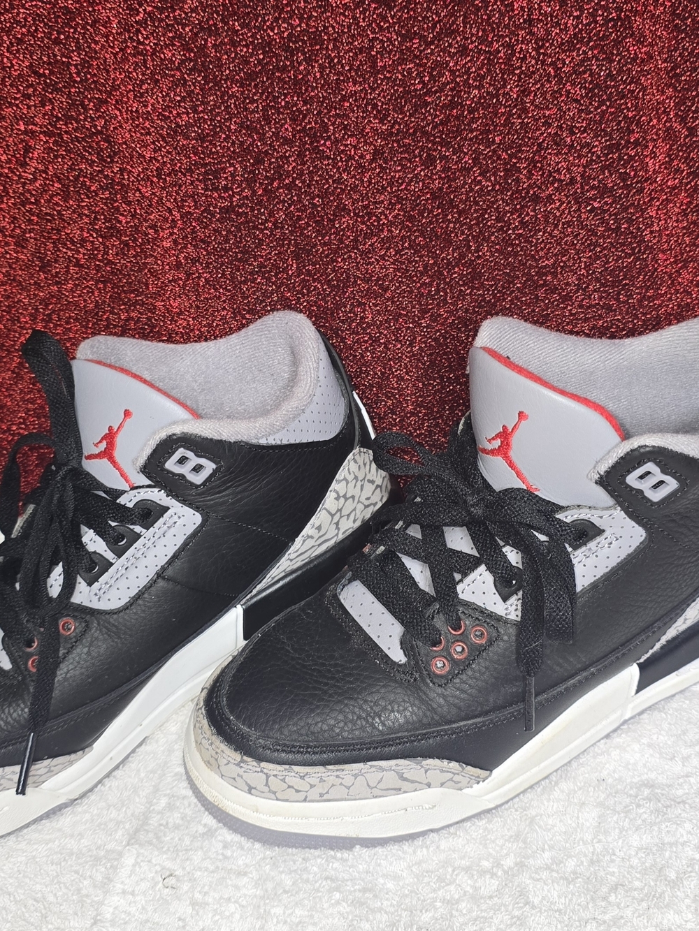Air Jordan Retro 3 Black/Grey/Red Sneakers Size 5Y